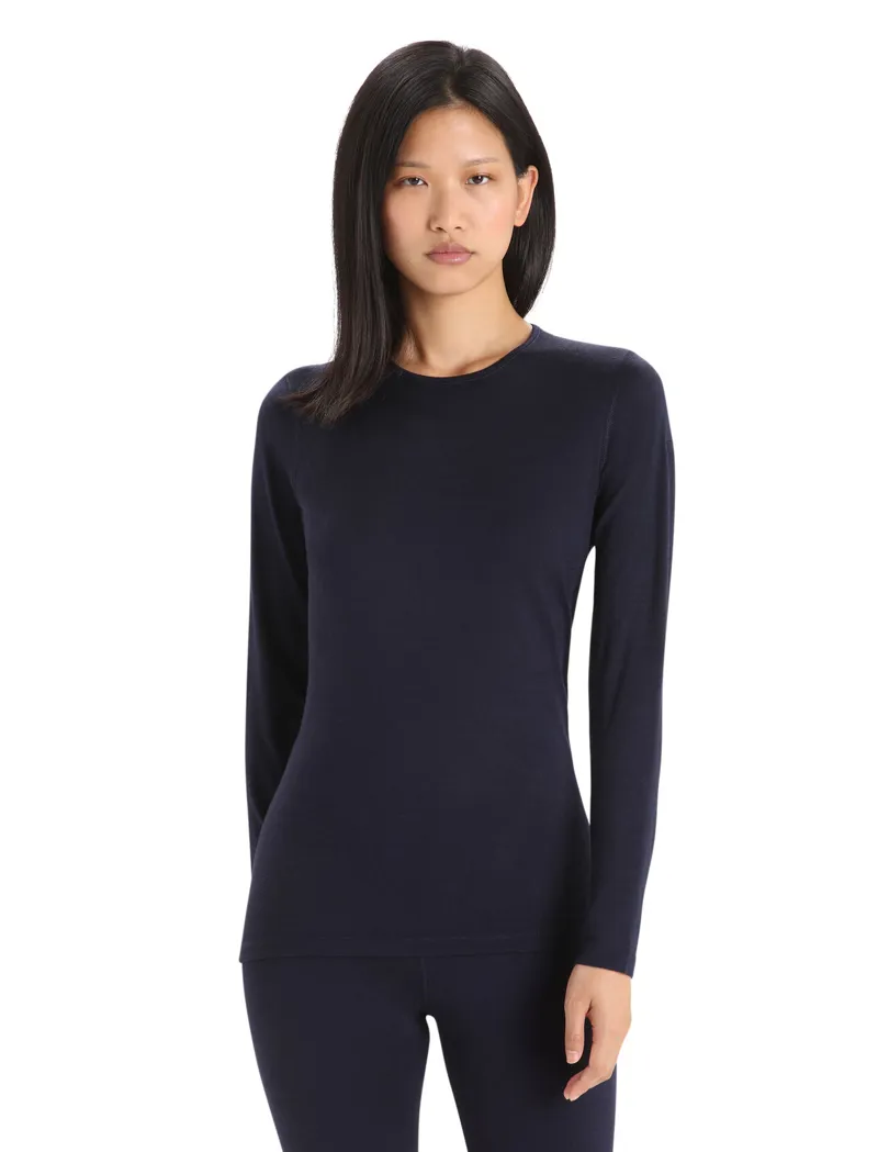 Icebreaker Womens 200 Oasis Long Sleeved Crewe Top - Midnight Navy-1