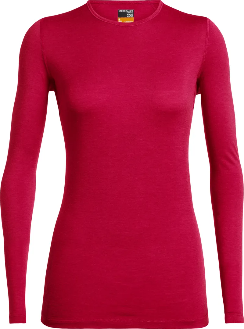 Icebreaker Womens 200 Oasis Long Sleeved Crewe Top - Electron Pink
