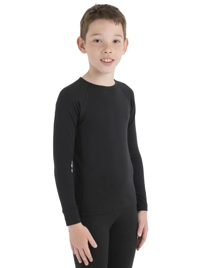 Icebreaker Kids 200 Oasis Long Sleeved Crewe Top - Black-1