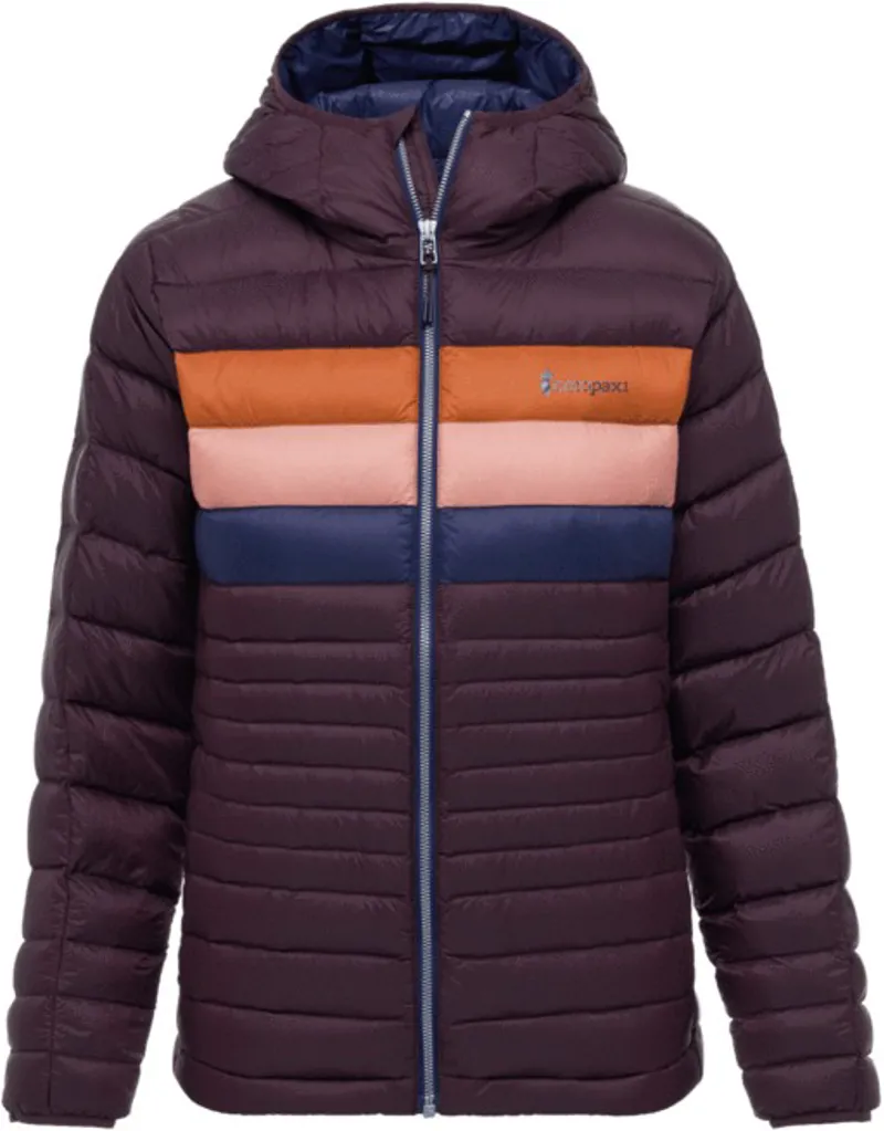 Cotopaxi Womens Fuego Down Hooded Jacket - Black Iris Stripes