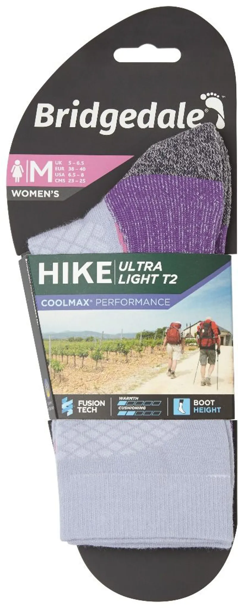 Bridgedale Womens Hike Ultralight Coolmax T2 Boot Socks - Heather-3