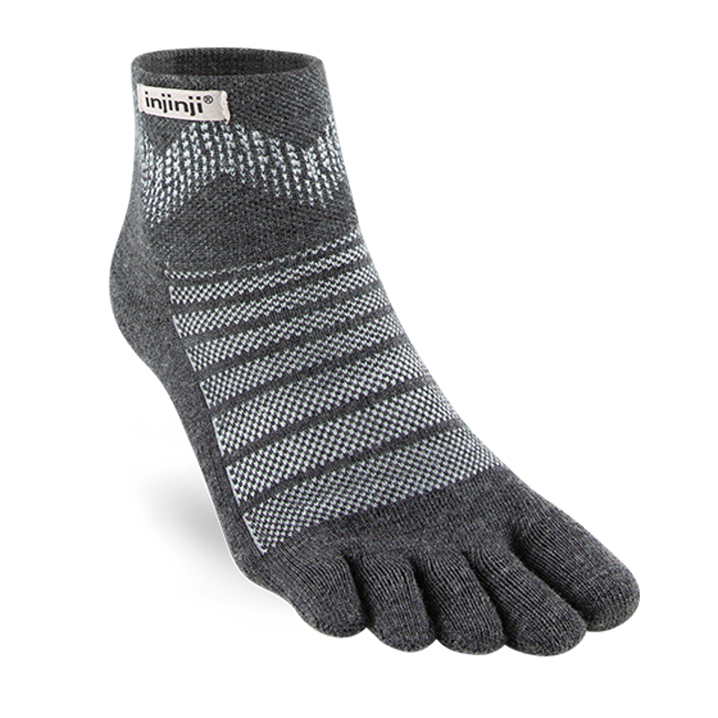 Injinji Unisex Outdoor Midweight Merino Mini Crew Toe Socks - Slate