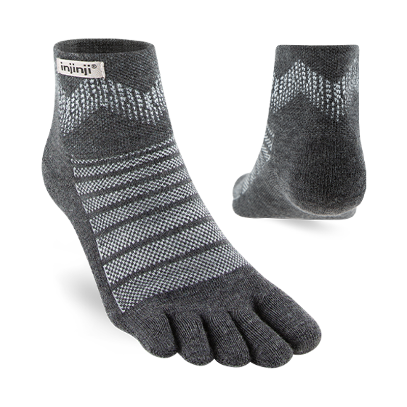 Injinji Unisex Outdoor Midweight Merino Mini Crew Toe Socks - Slate-1