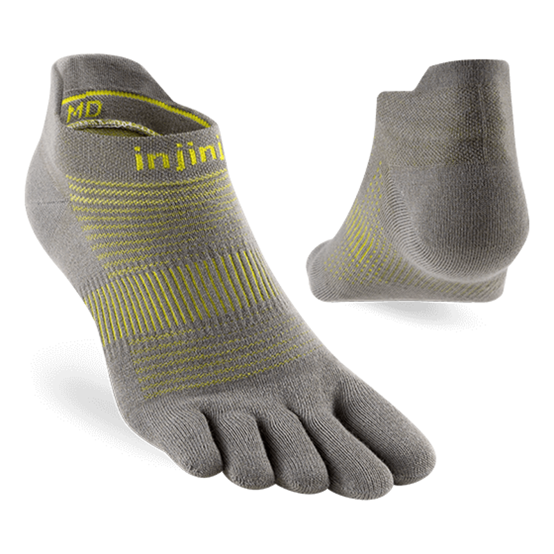 Injinji Mens Run Lightweight No Show Toe Socks - Neon Silver-1