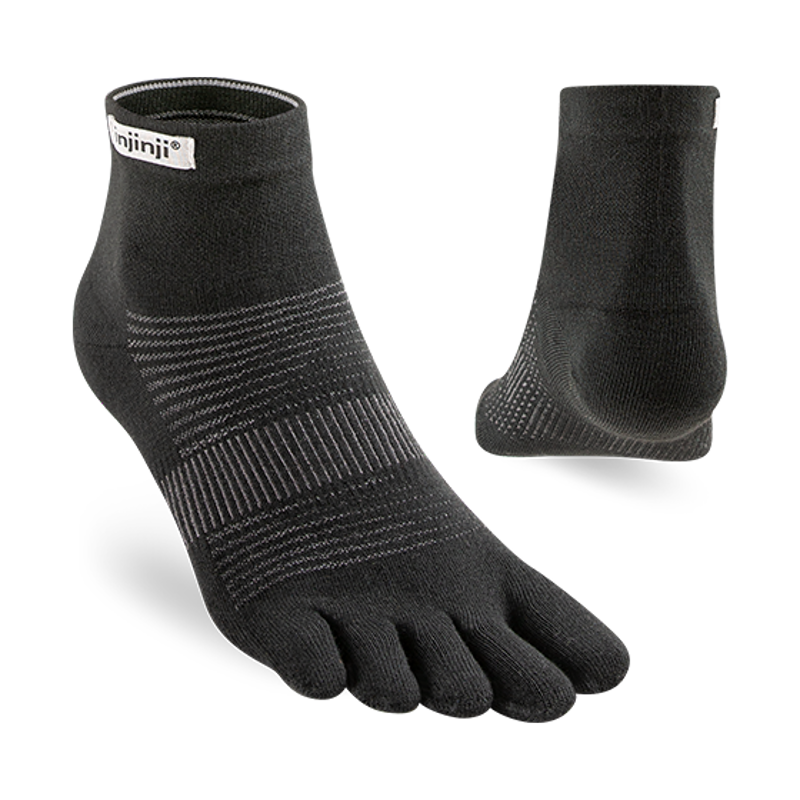 Injinji Unisex Run Lightweight Mini Crew Toe Socks - Black-1