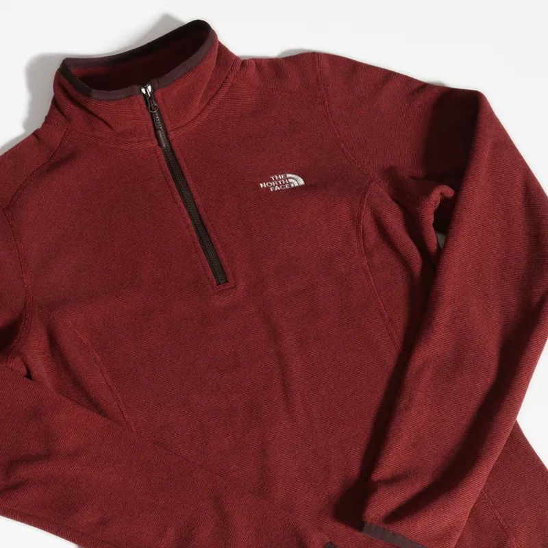 The North Face Womens 100 Glacier 1-4 Zip Fleece - Root Brown - Pomegranate Stripe-4