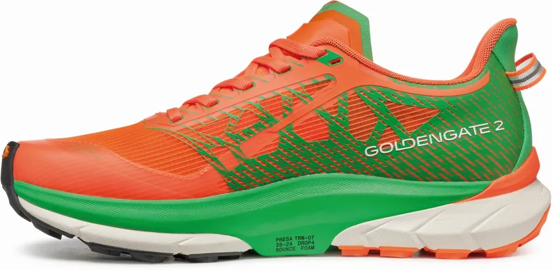 Scarpa Mens Golden Gate 2 ATR Running Shoe - Orange Fluo-Spring Green-2