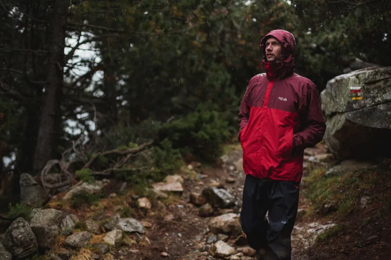 Rab Mens Downpour Eco Jacket - Deep Heather-Ascent Red-11