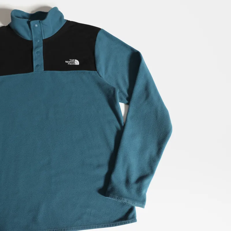 The North Face Mens TKA Glacier Snap Neck Pullover - Mallard Blue - TNF Black-4