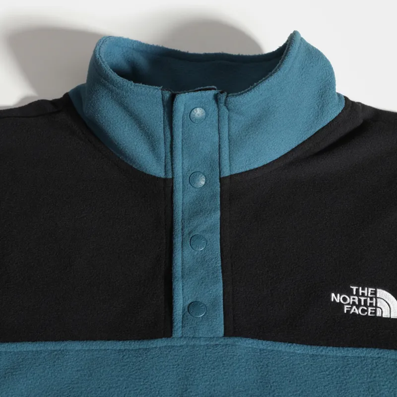 The North Face Mens TKA Glacier Snap Neck Pullover - Mallard Blue - TNF Black-5
