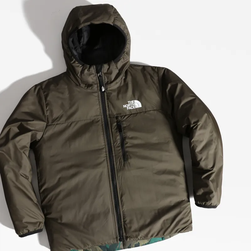 The North Face Boys Reversible Perrito Jacket Evergreen Mountain Camo