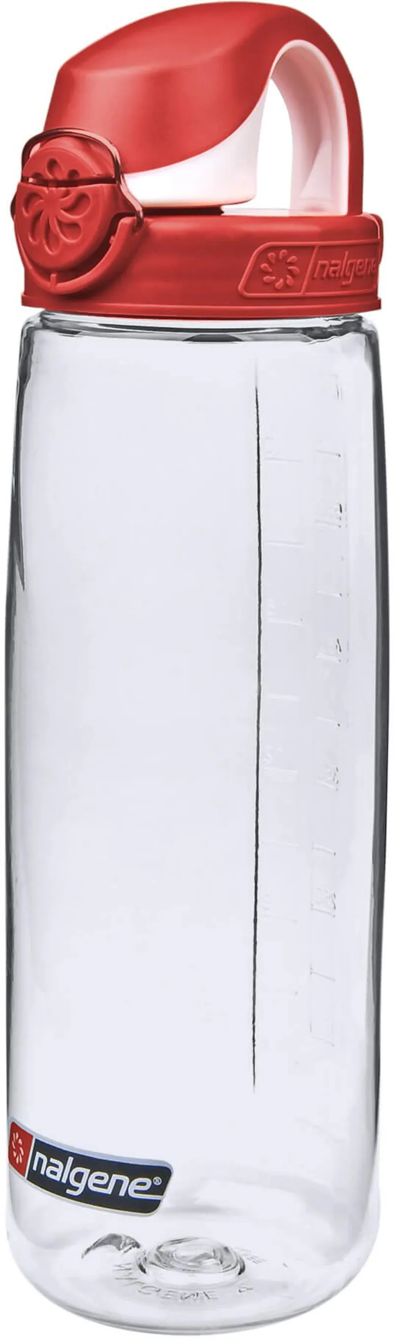 Nalgene On-The-Fly Lock-Top Sustain Bottle - Clear - Fire Red and White Cap
