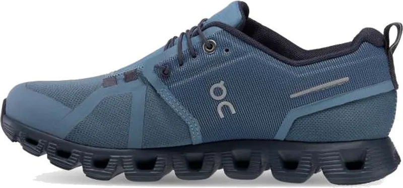 ON Womens Cloud 5 Waterproof Shoes - Metal-Navy-1