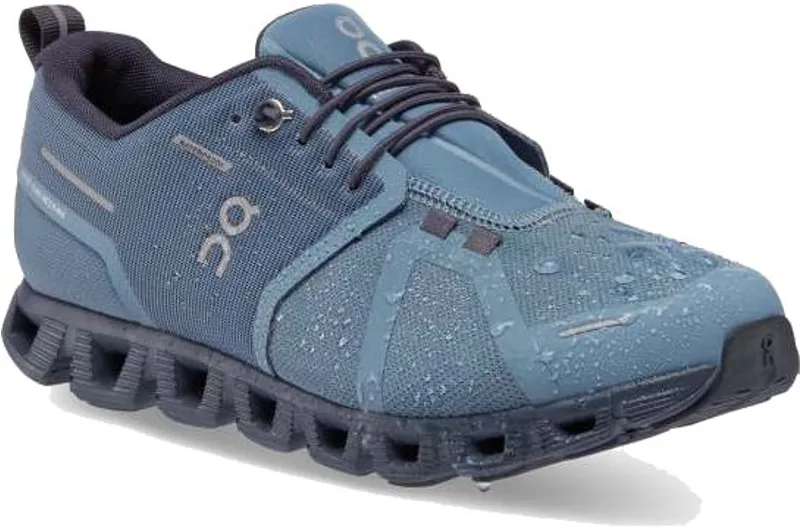 ON Womens Cloud 5 Waterproof Shoes - Metal-Navy-3