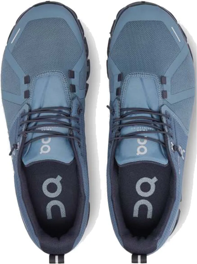 ON Mens Cloud 5 Waterproof Shoes - Metal-Navy-4