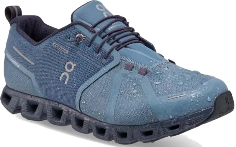 ON Mens Cloud 5 Waterproof Shoes - Metal-Navy-1