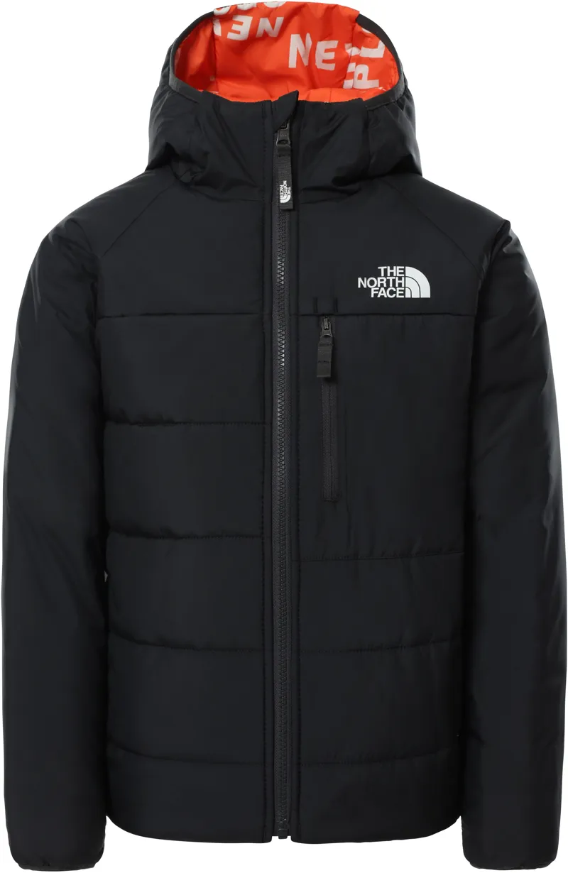 The North Face Boys Printed Reversible Perrito Jacket - Asphalt Grey-Red Orange Tagline Toss