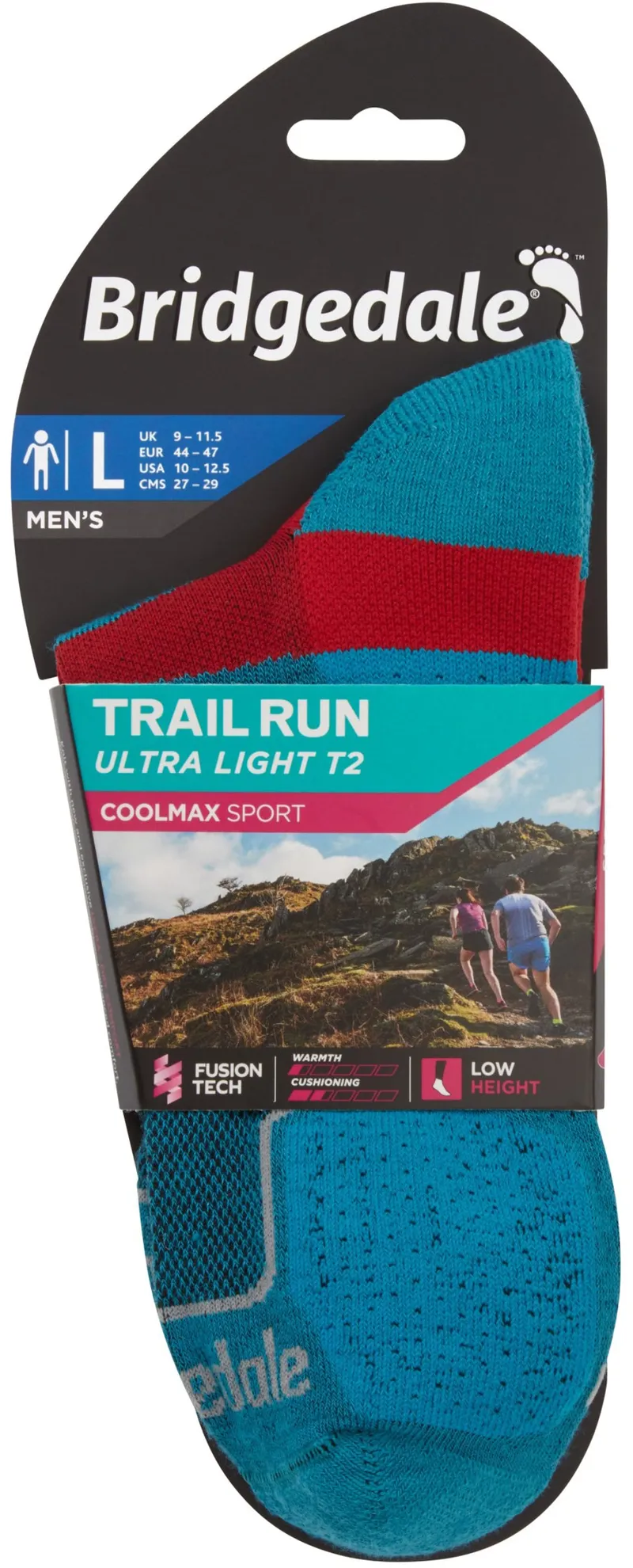 Bridgedale Mens TRAIL RUN Ultralight T2 Coolmax Sport Low Socks - Blue-2