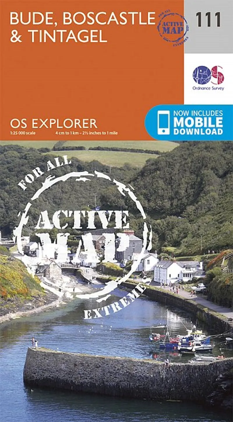 OS Explorer - Active Map 111 - Bude Boscastle and Tintagel