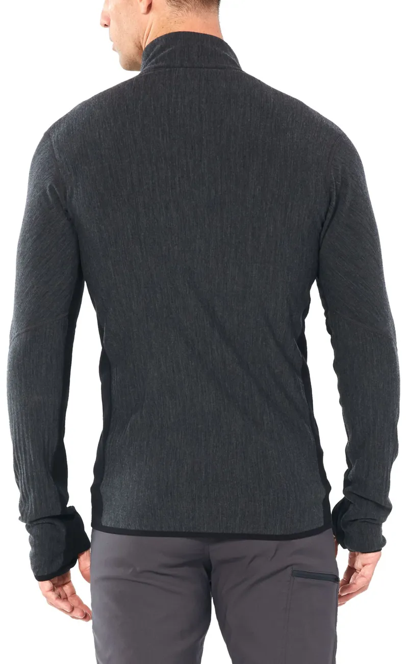 Icebreaker Mens Descender LS Zip Fleece - Jet Heather - Black-3