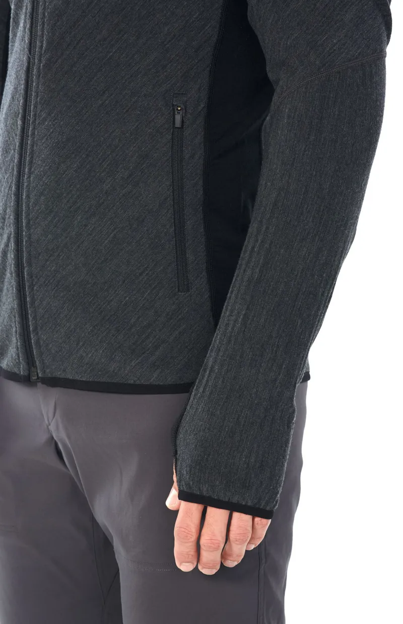 Icebreaker Mens Descender LS Zip Fleece - Jet Heather - Black-4