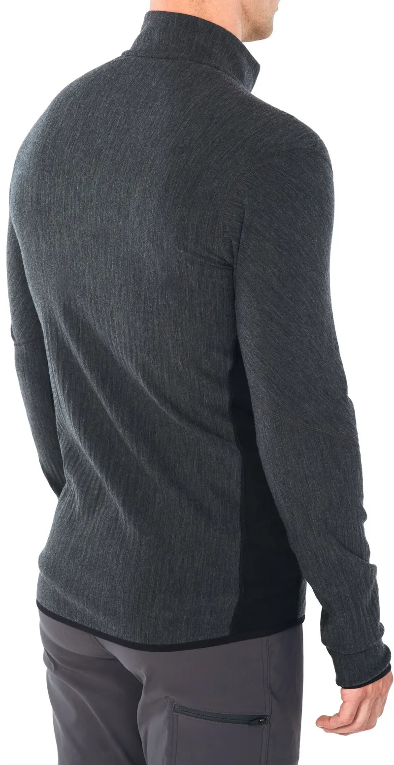 Icebreaker Mens Descender LS Zip Fleece - Jet Heather - Black-2