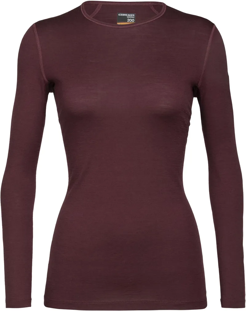 Icebreaker Womens 200 Oasis LS Crewe Top - Redwood
