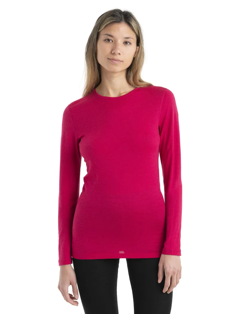 Icebreaker Womens 200 Oasis Long Sleeved Crewe Top - Electron Pink-1