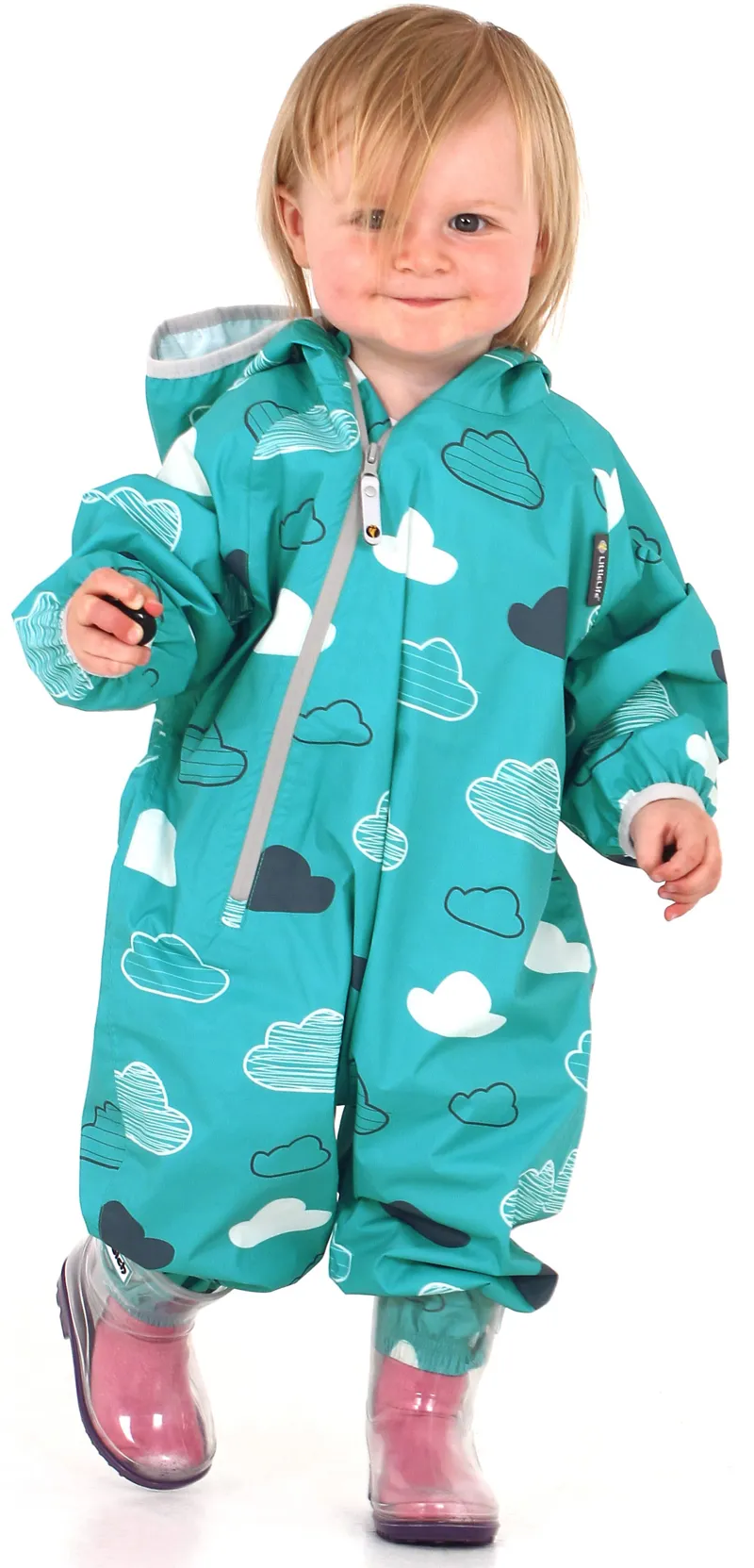 LittleLife Waterproof All In One Suit - Teal Clouds-1