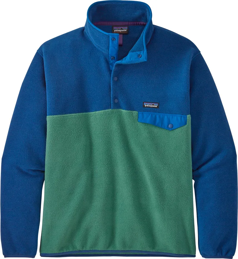 VINTAGE 90'S PATAGONIA Synchilla LIGHT GREEN & BLUE FLEECE PULLOVER - SIZE S