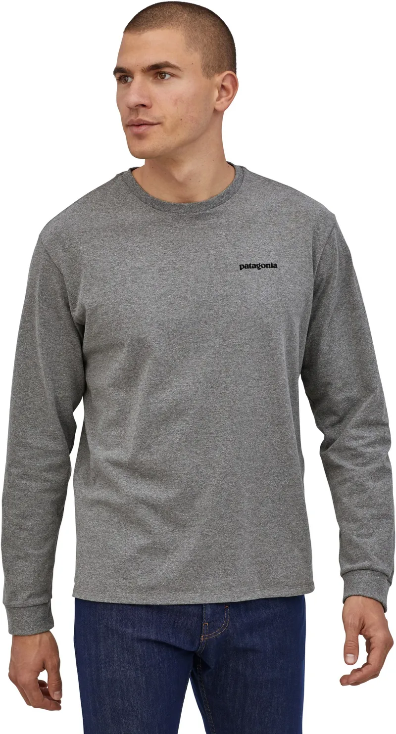 Patagonia Mens Long Sleeved P-6 Logo Responsibili-Tee - Gravel Heather-1