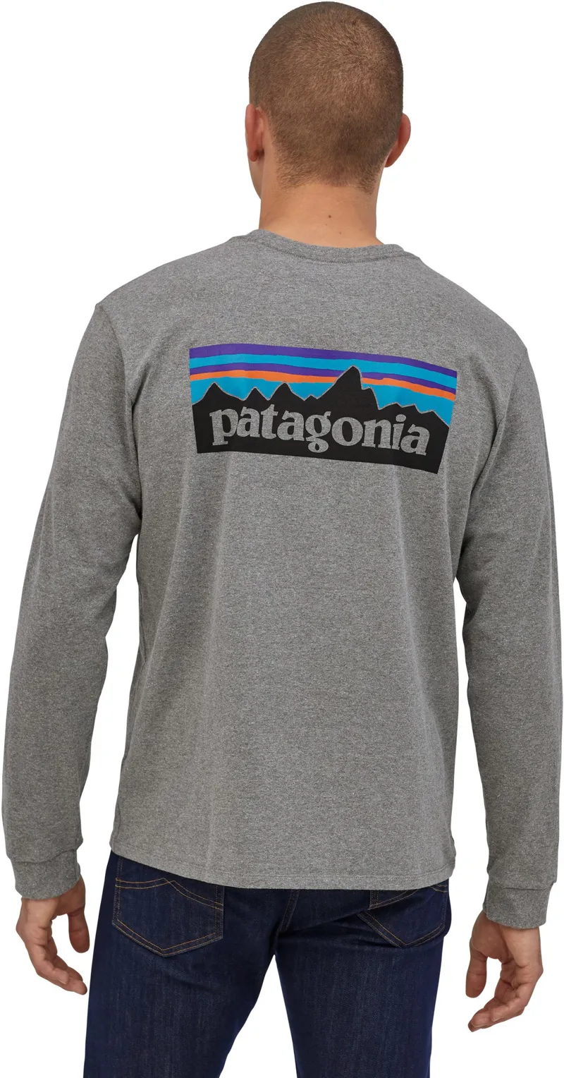 Patagonia Mens Long Sleeved P-6 Logo Responsibili-Tee - Gravel Heather-2