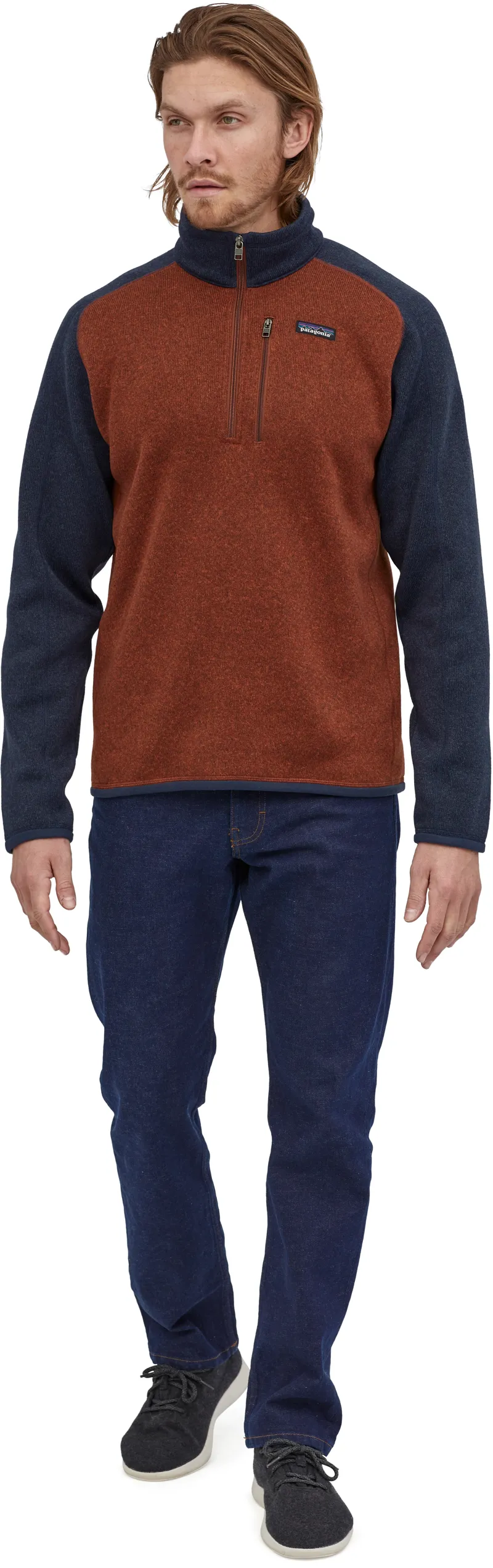Patagonia Mens Better Sweater 1/4 Zip Fleece - Barn Red-New Navy-3