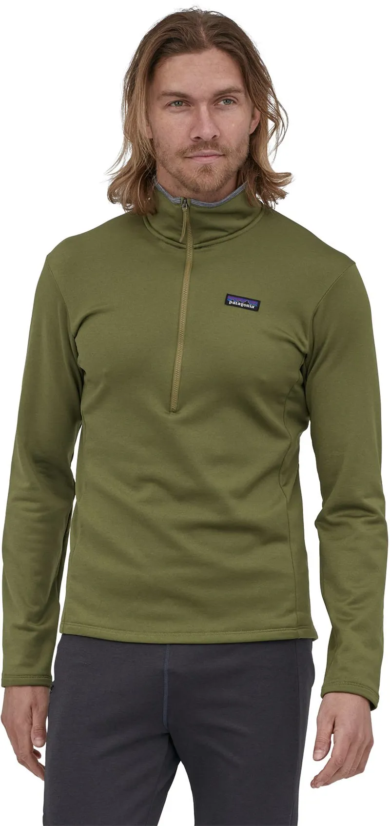 Patagonia Mens R1 Daily Zip Neck - Palo Green-Dark Palo Green X-Dye-1