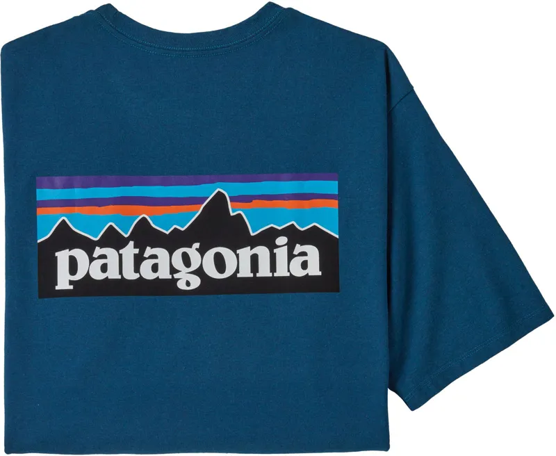 Patagonia Mens Short Sleeved P-6 Logo Responsibili-Tee - Wavy Blue