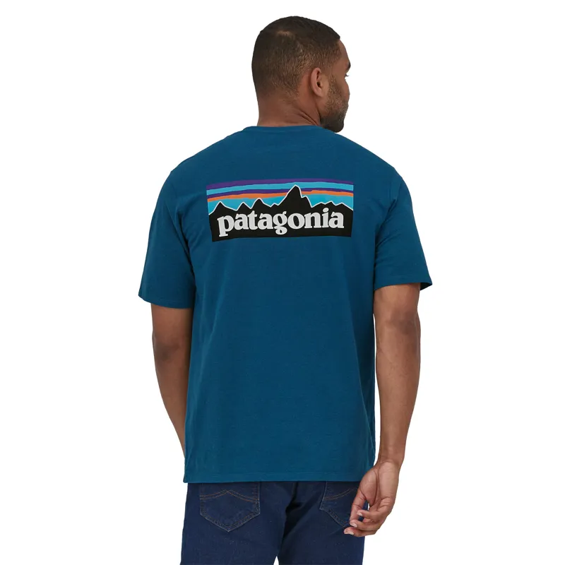 Patagonia Mens Short Sleeved P-6 Logo Responsibili-Tee - Wavy Blue-2