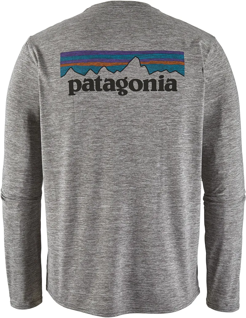 Patagonia Mens Long Sleeved Cap Cool Daily Graphic Shirt - P-6 Logo: Feather Grey-1