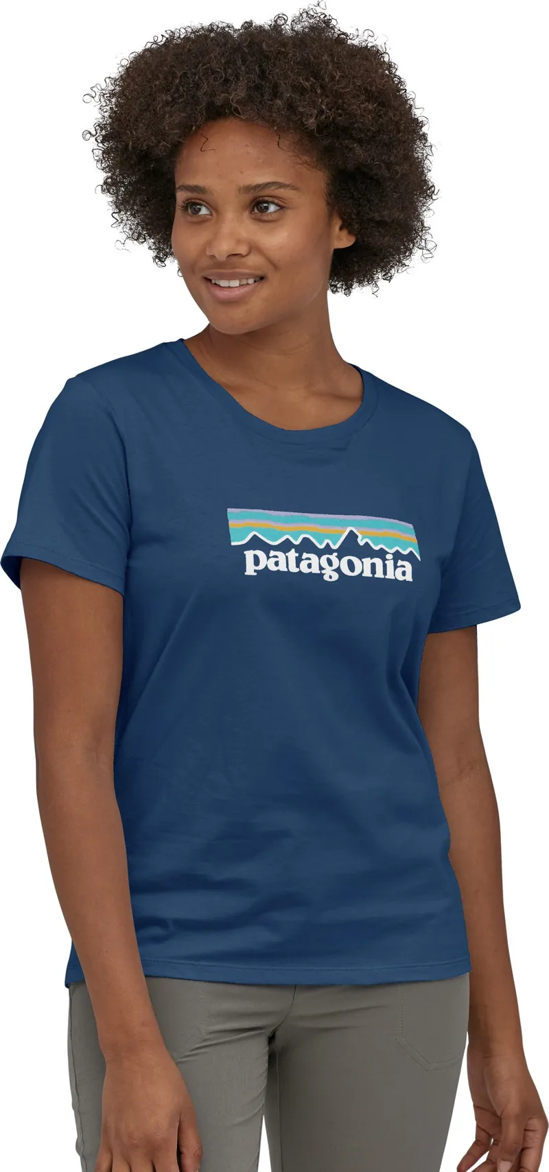 Patagonia Womens Pastel P-6 Logo Organic Crew T-Shirt - Stone Blue-1