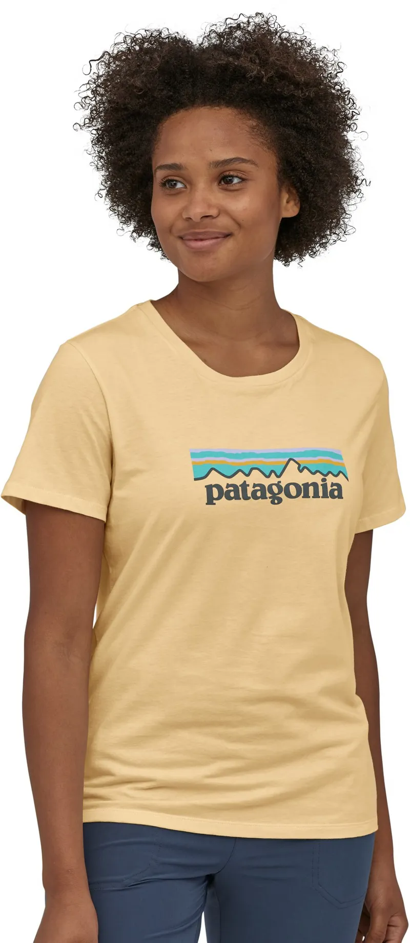 Patagonia Womens Pastel P-6 Logo Organic Crew T-Shirt - Vela Peach-1