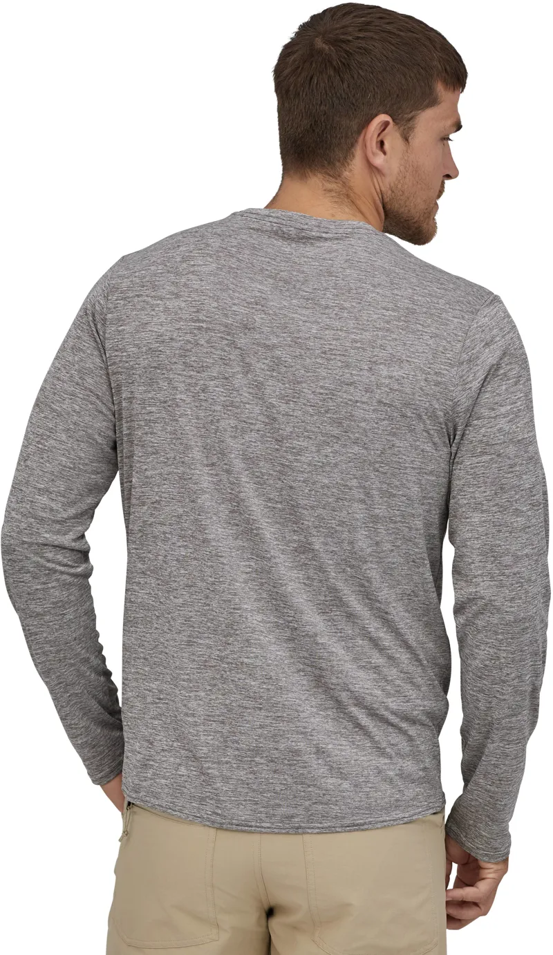 Patagonia Mens Long Sleeved Cap Cool Daily Graphic Shirt - Line Logo Ridge-Feather Grey-2