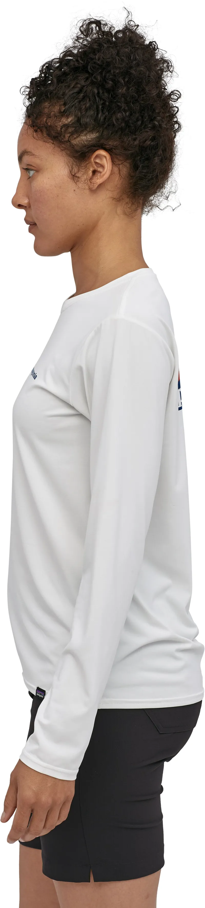 Patagonia Womens Long Sleeved Cap Cool Daily Graphic Shirt - Boardshort Logo-White-4