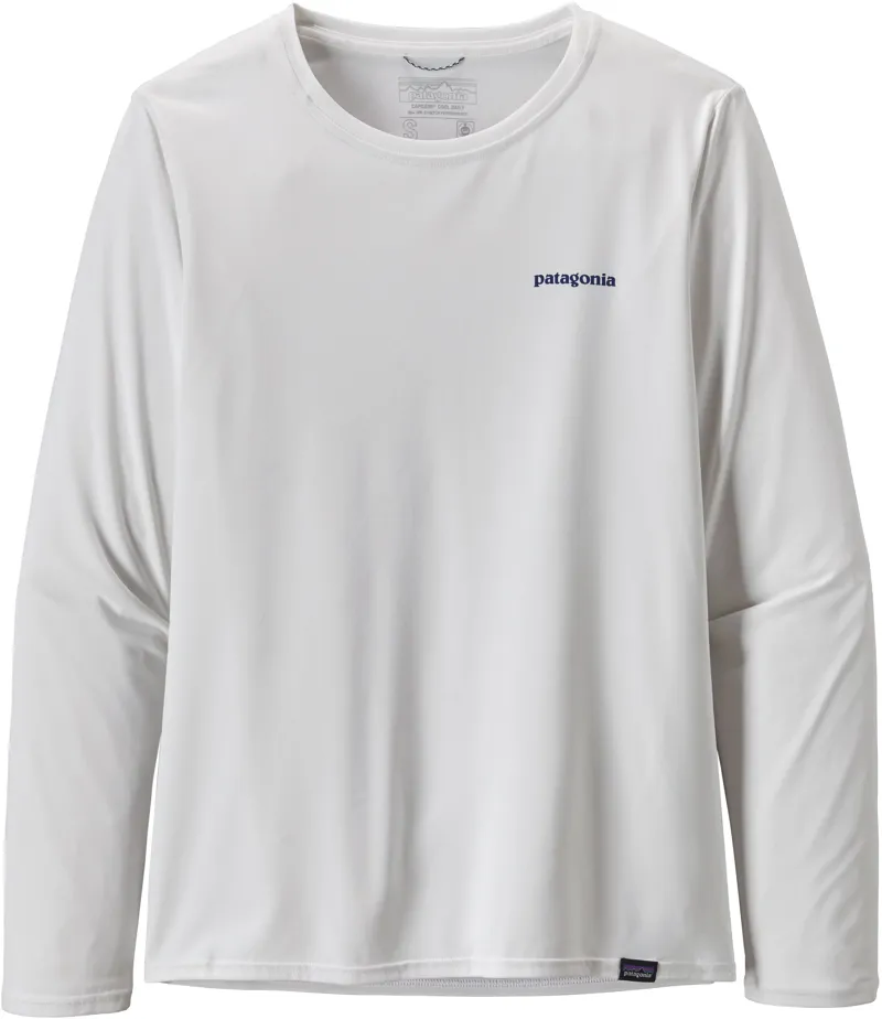 Patagonia Womens Long Sleeved Cap Cool Daily Graphic Shirt - Boardshort Logo-White