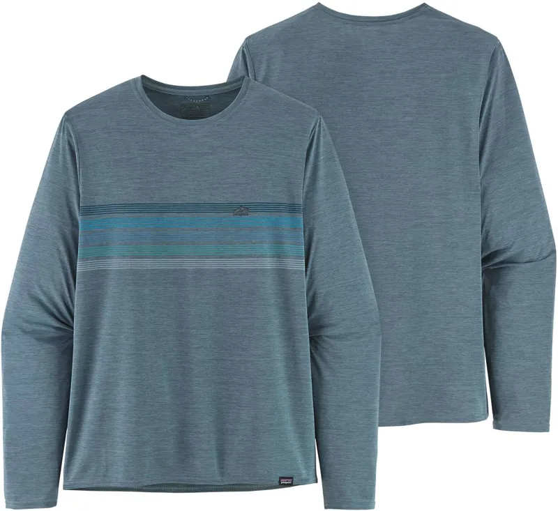 Patagonia Mens Long Sleeved Cap Cool Daily Graphic Shirt - Line Logo Ridge Stripe-Light Plume Grey X-Dye-2