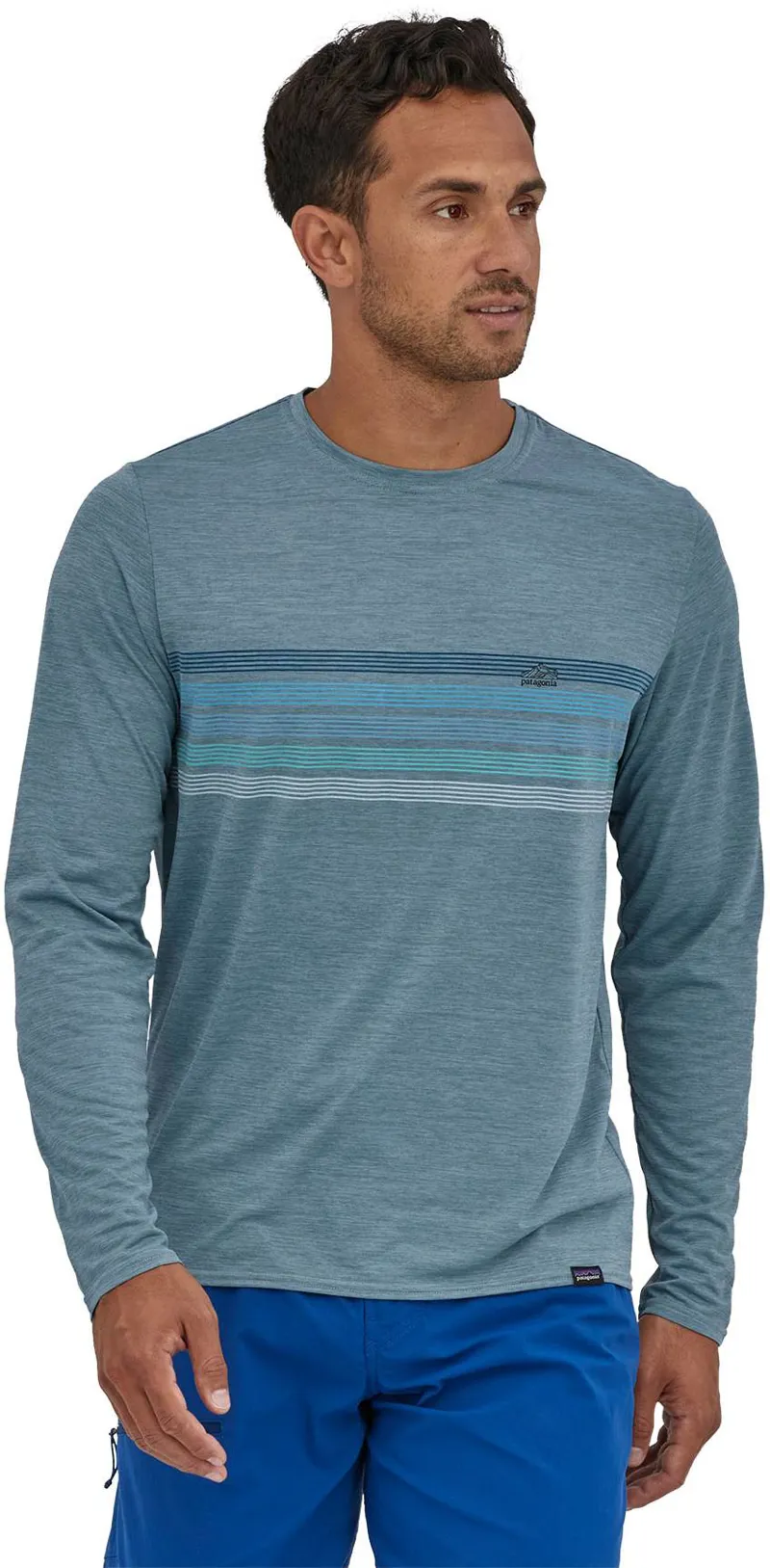Patagonia Mens Long Sleeved Cap Cool Daily Graphic Shirt - Line Logo Ridge Stripe-Light Plume Grey X-Dye-4
