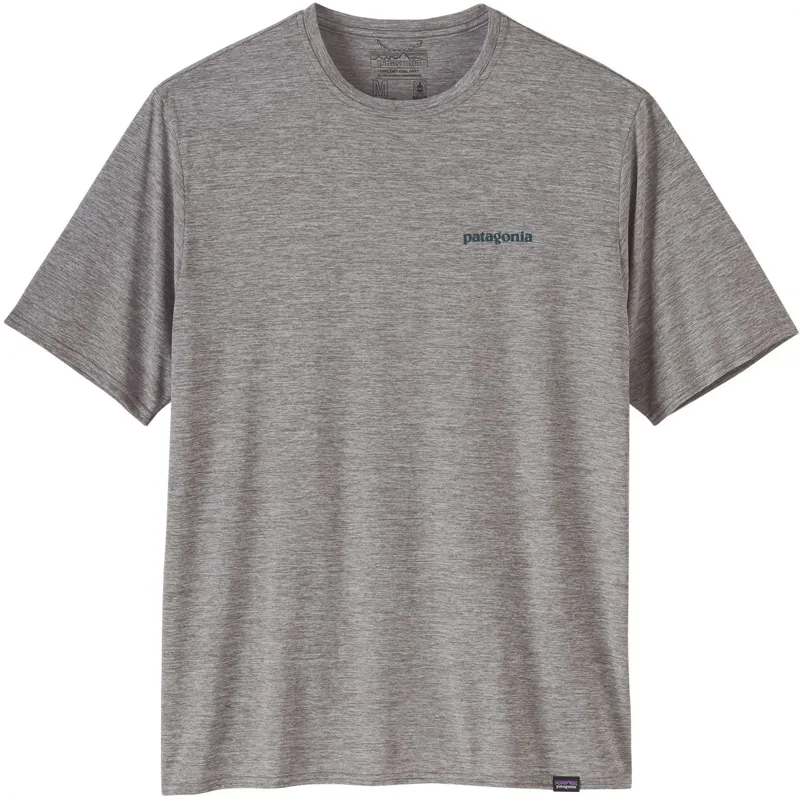 Patagonia Mens Cap Cool Daily Graphic Shirt - Boardshort Logo Abalone Blue-Feather Grey