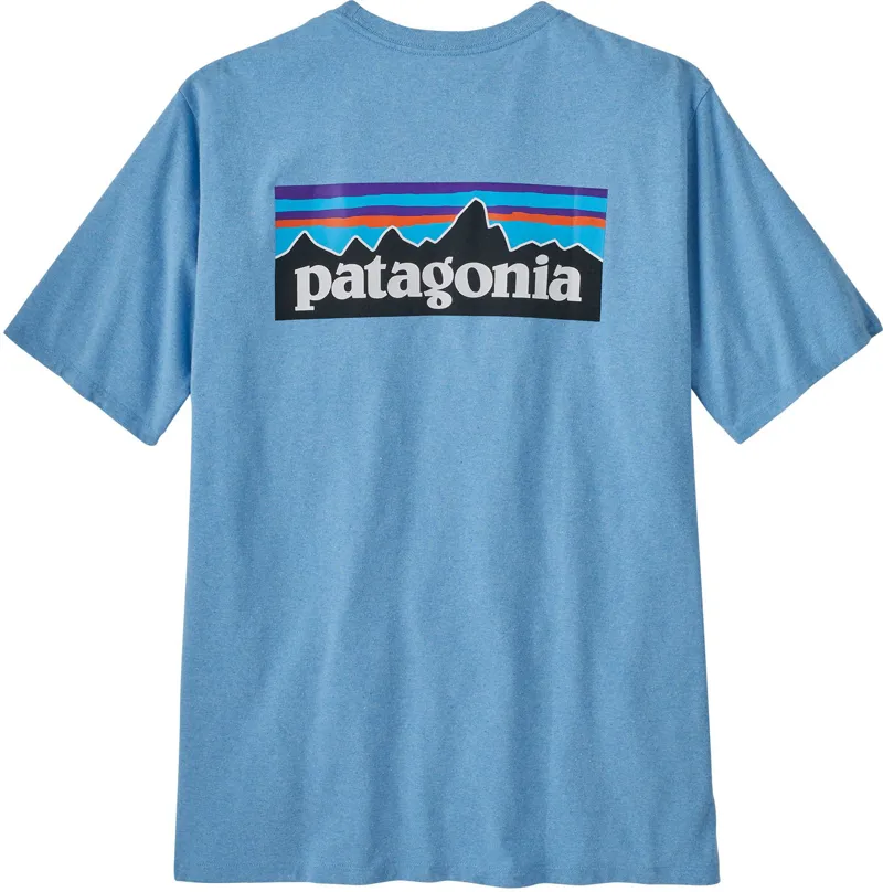 Patagonia Mens Short Sleeved P-6 Logo Responsibili-Tee - Lago Blue-2