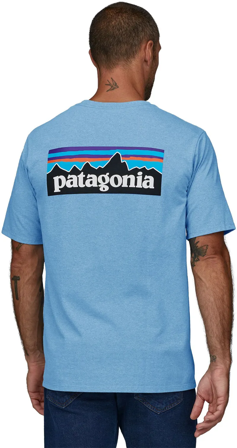 Patagonia Mens Short Sleeved P-6 Logo Responsibili-Tee - Lago Blue-4