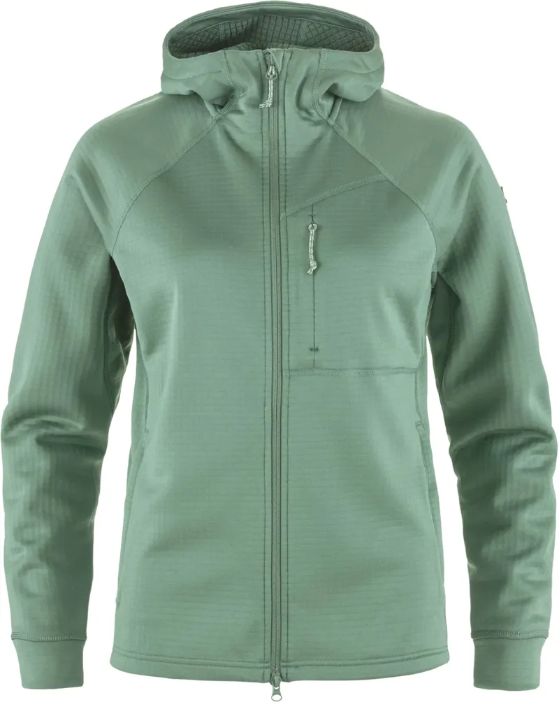 Fjallraven Womens Abisko Grid Fleece Hoodie - Patina Green
