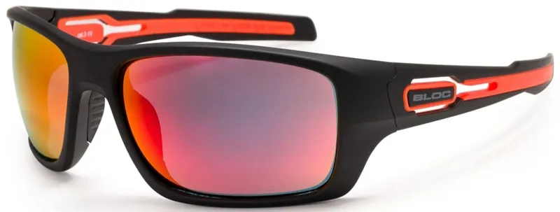 BLOC Phoenix Sunglasses - Shiny Black/ Red Mirror Lens
