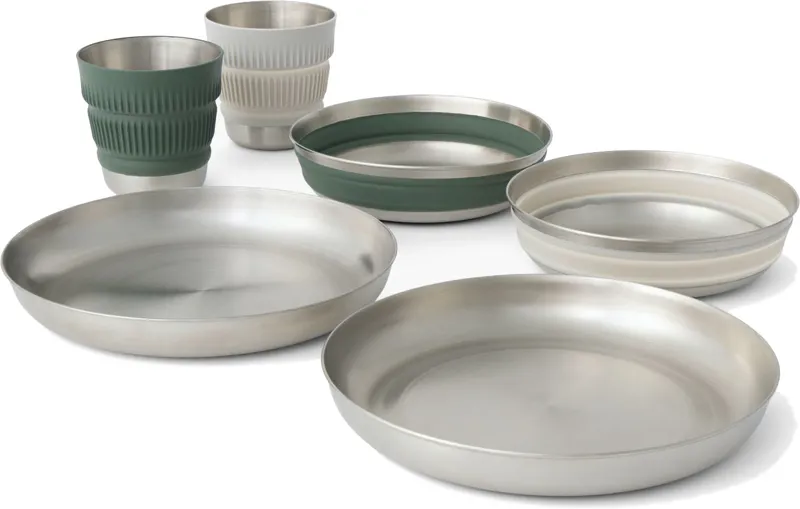 Sea To Summit Detour Stainless Steel Collapsible Dinnerware Set - 2P - 6 Piece